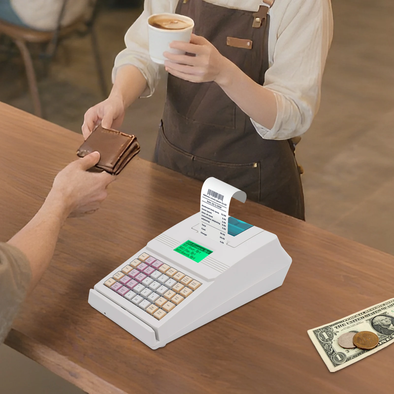 Caja registradora de supermercado | Caja registradora con sistema de control basado en menú | Checkout de la tienda de supermercados
