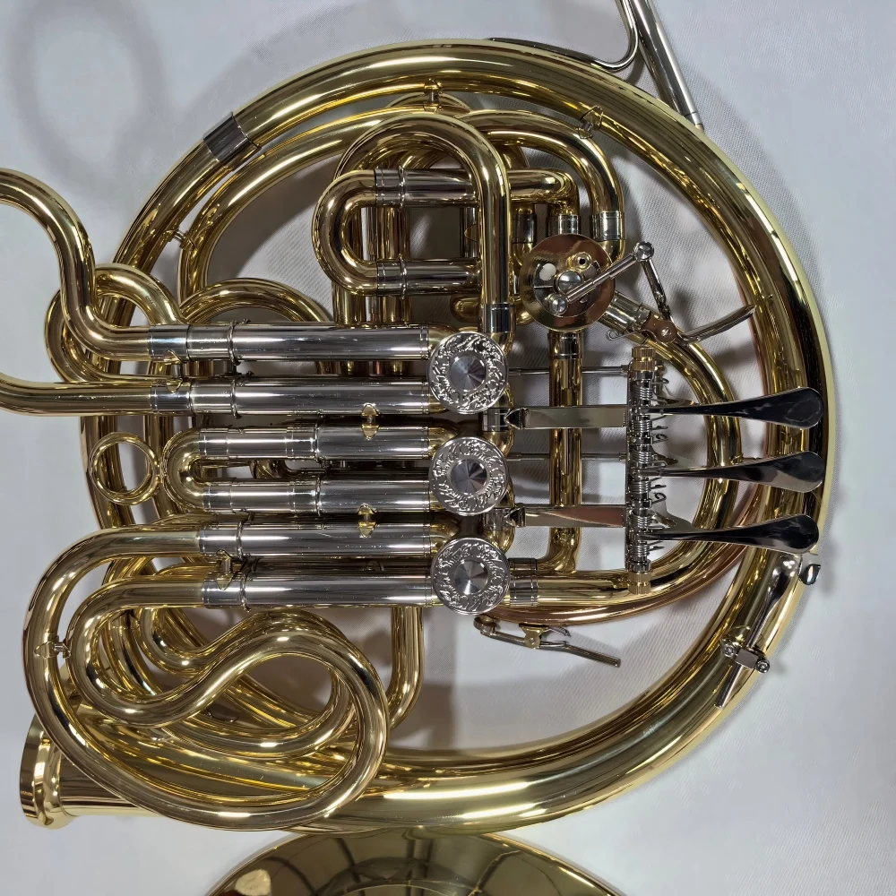 French Horn Ganda F/Bb Berkualitas Tinggi dengan Material Kuningan Kuning Harga Pabrik