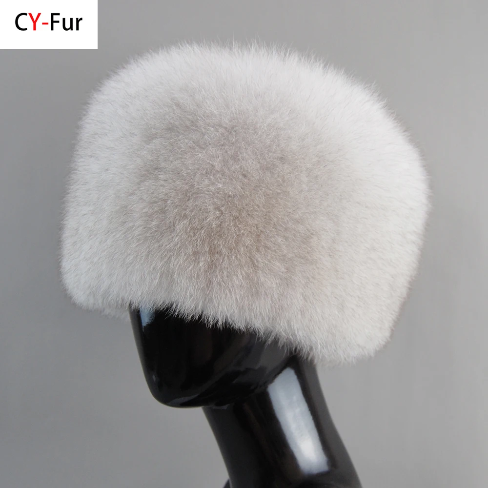 Natural Fox Fur Beanies Women Winter Warm Fluffy Popular Russia Style Female Round Cap Fashion Real Fur Hats