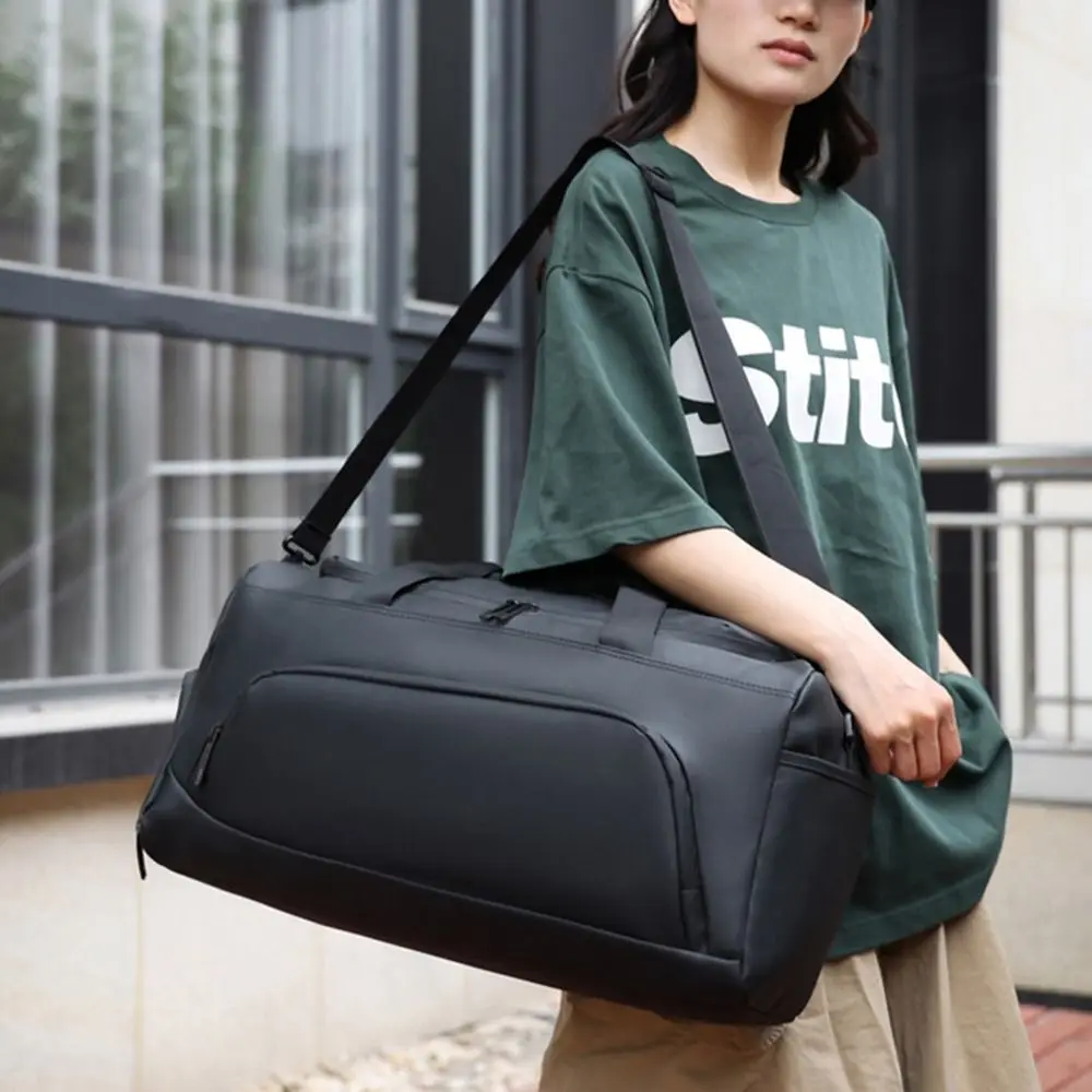 Large Capacity Travel Duffel Bag Waterproof with Shoe Compartment Gym Shoulder Bag Dustproof Casual Clothing Storage Bag