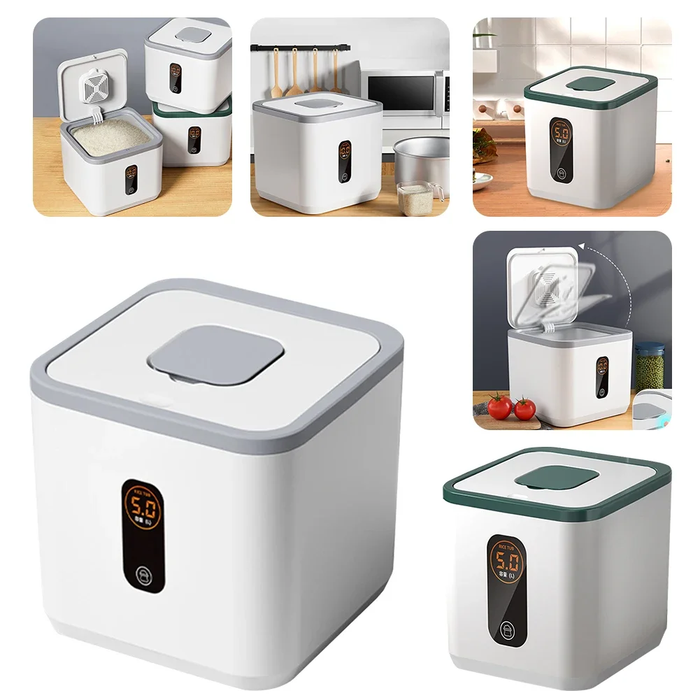 5KG Food Containers Bins with Measuring Cup Rice Airtight Storage Container Multi-Purpose Large Capacity for Rice Sugar Pasta