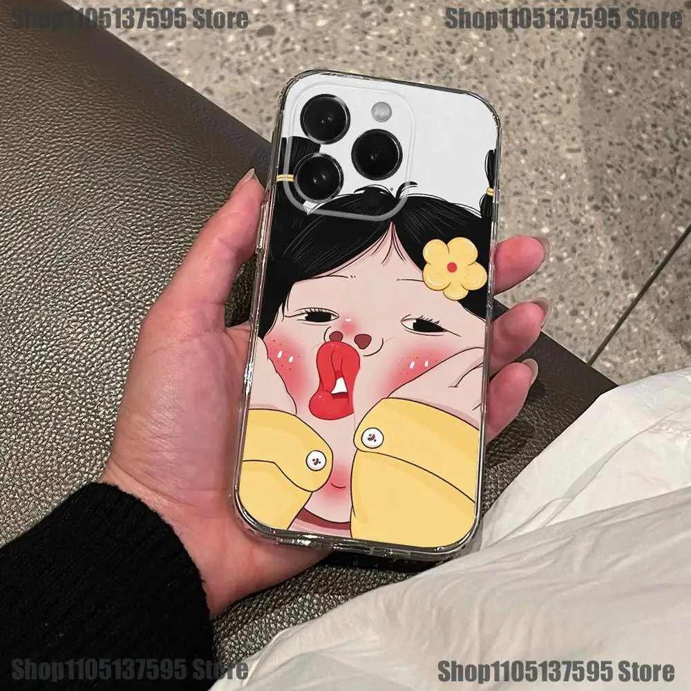 Funda de teléfono divertida y bonita para iPhone 16,15,14,13,12,11 Pro,Max,Plus,X,XS,XR,SE4,E Mini, funda suave transparente