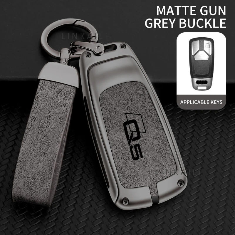 Alloy Car Key Protective Case, Adequado para Audi Q5, Controle Remoto, Customized Key Cover, Acessórios, 2018, 2019, 2020, 2021