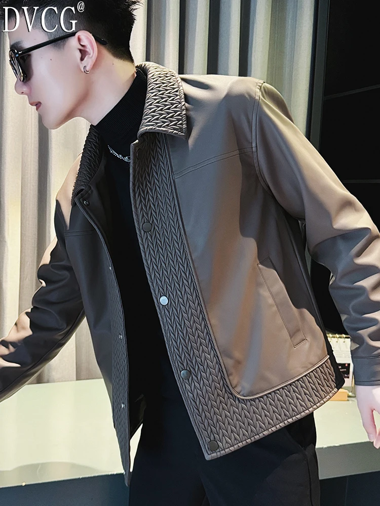 

High-End Faionable Men's Leather Jaet Slim Fit Ro Sle Autumn Winter Coat Cool Haome Streetwear Sle Long Sve