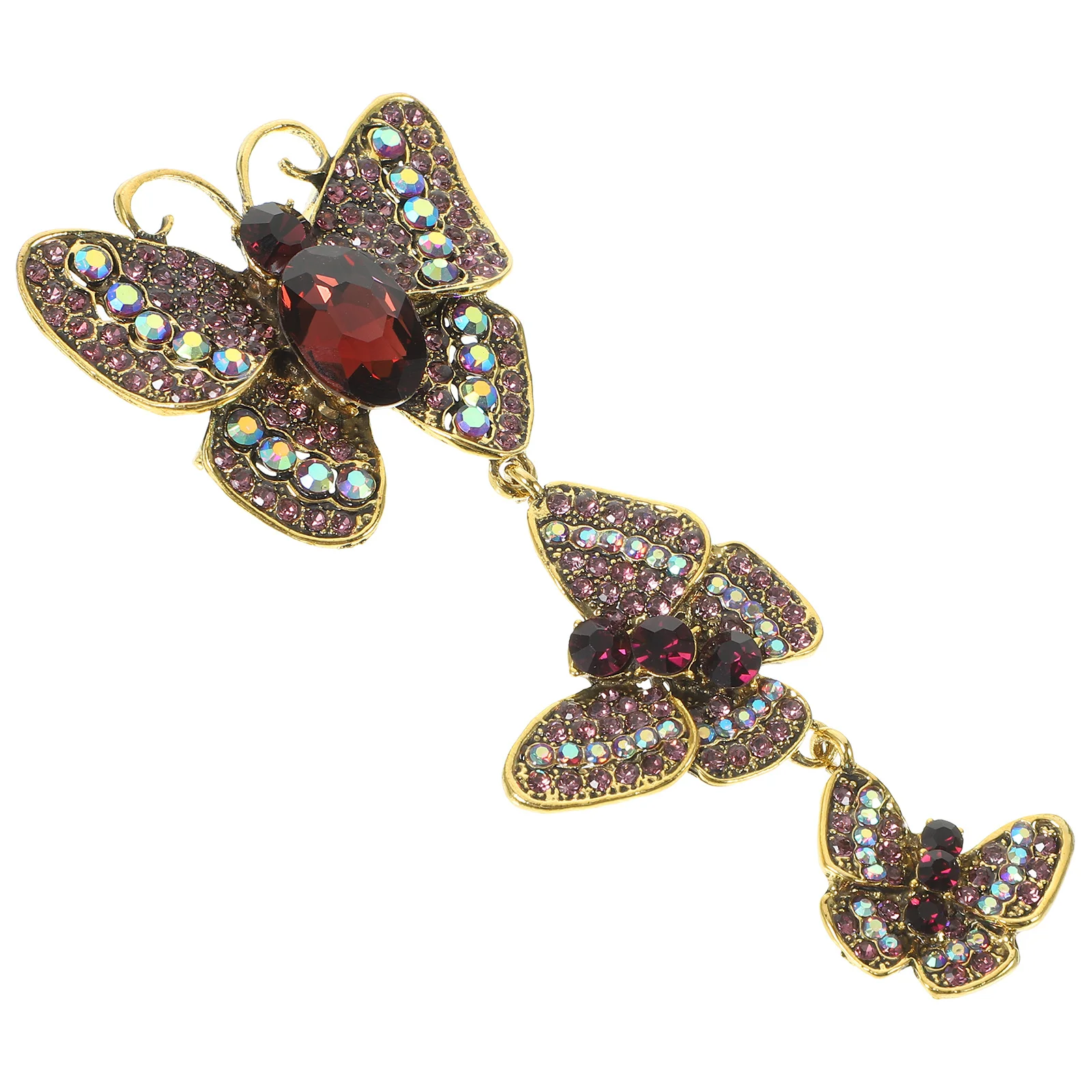 Broche de borboleta roxo strass pino xale cachecol chapéu lapela jóias para roupas femininas acessório terno decoração moda