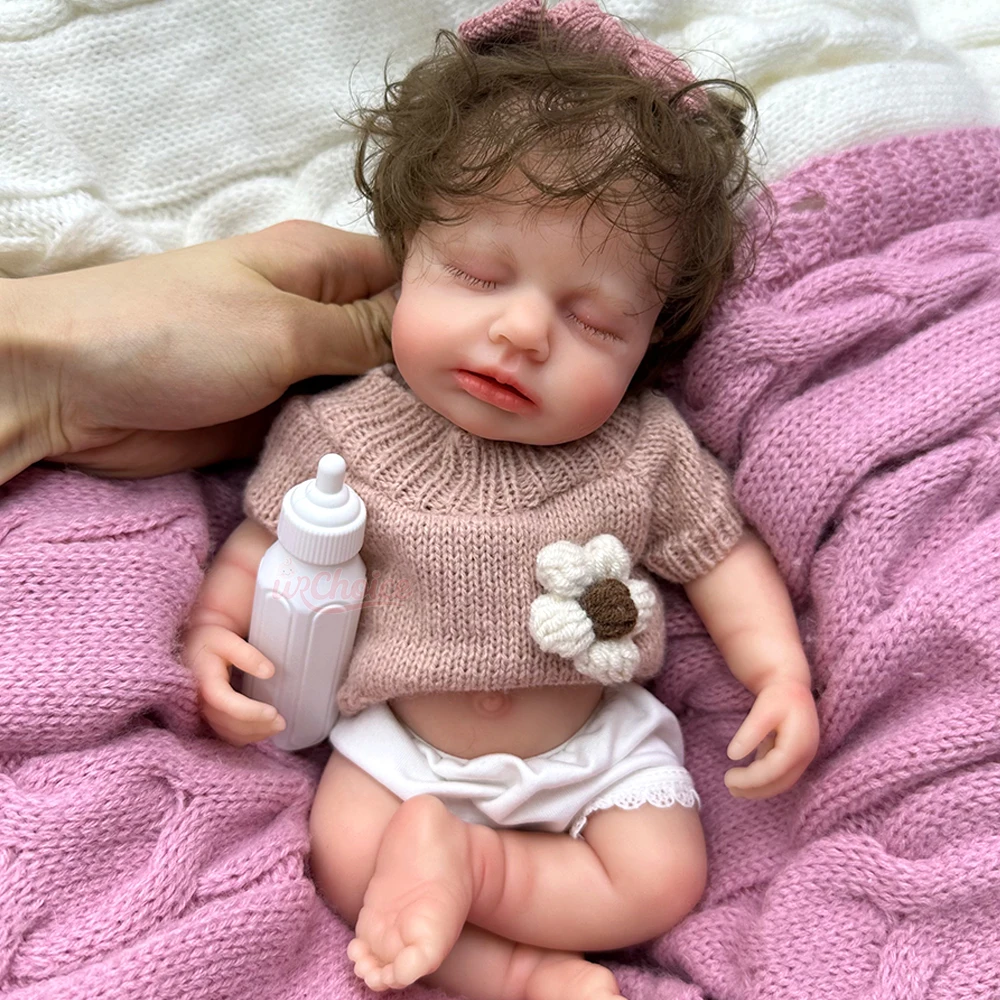 

12 Inch Loulou Full Body Soft Silicone Reborn Baby Girl Lifelike 3D Skin Details with Hair Washable Doll Christmas Gift Toy