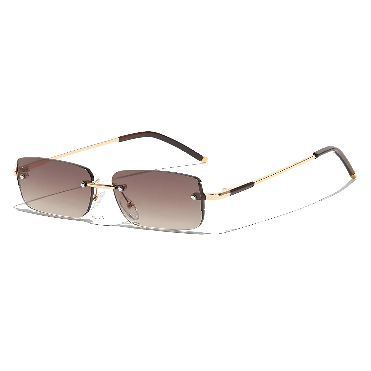 

Retro Rimless Rectangular Sunglasses Cut Edge Frameless Tinted Lens UV400 Protection Unisex Hip-hop Streetwear Eyewear F56224