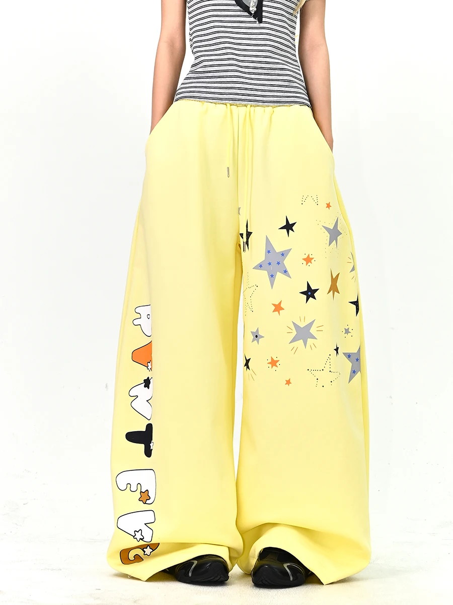 

Американские свободные брюки с принтом звезд, женские, весна 2026, новинка, удобные винтажные длинные брюки