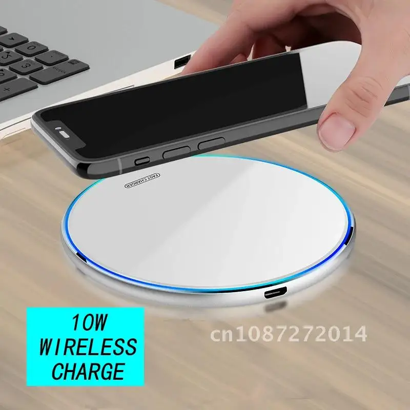 

Wireless Charger 10W Universal Qi for IPhone 8 Xr XS Max 11 12 Promax Fast Charging Pad Mirror for Samsung Huawei