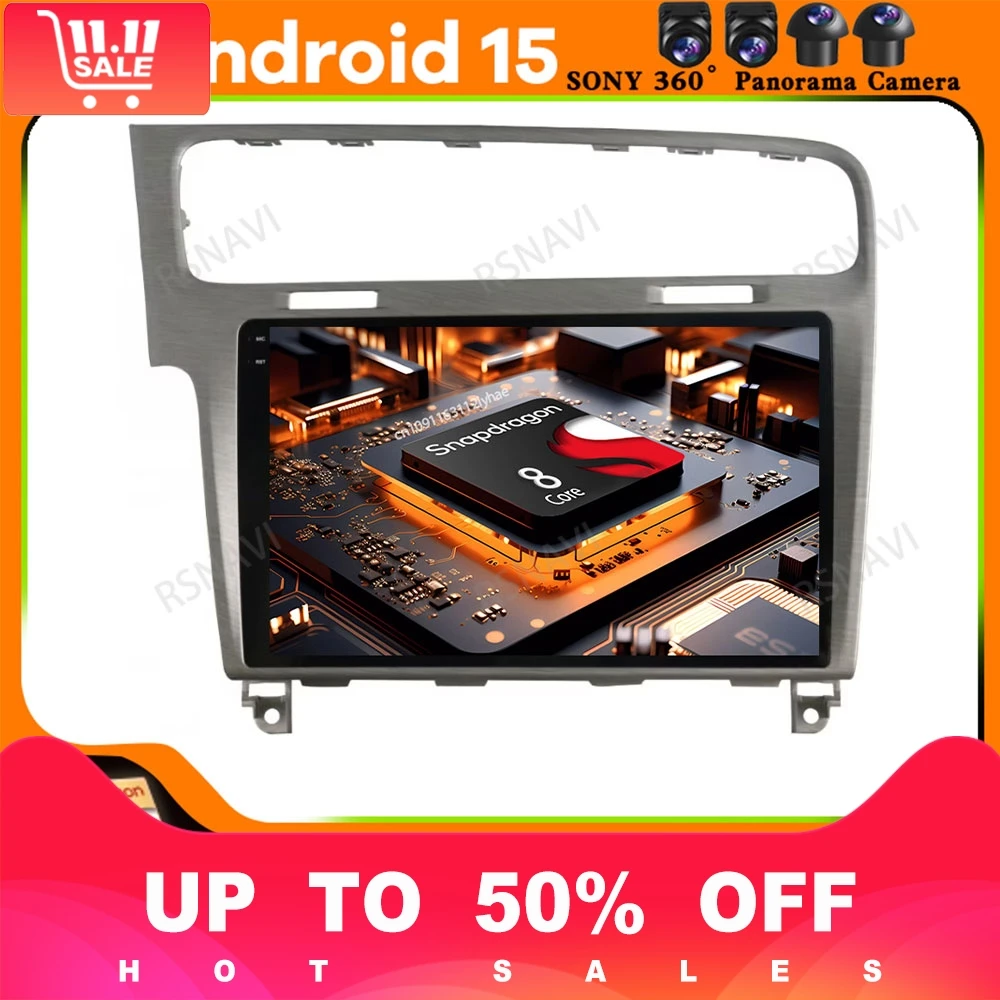 Android 15 for Volkswagen VW Golf 7 MK7 GTI 2013-2017 BT 4G LTE Multimedia Qualcomm DSP Stereo QLED Head Unit Viedo Player DVD