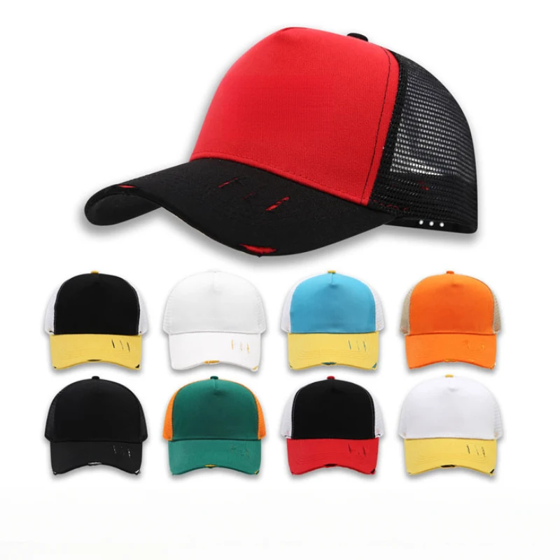 bone-de-beisebol-feminino-com-blocos-de-cores-e-efeito-rasgado-bone-trucker-chapeu-de-malha-respiravel-masculino-para-protecao-solar-ao-ar-livre