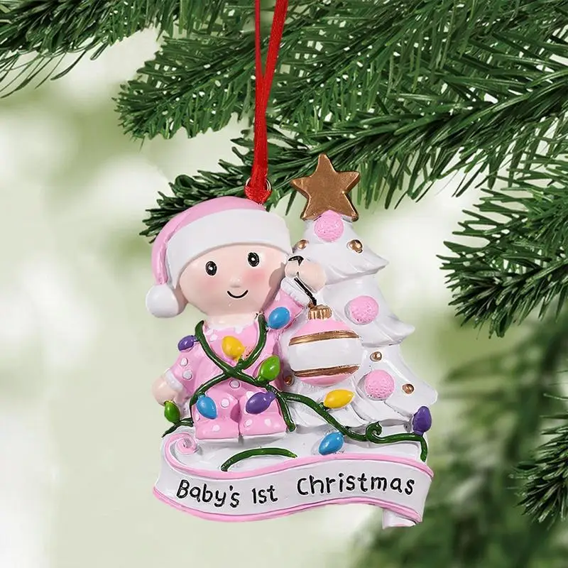 First Christmas Ornament Girl Resin Cute First Christmas Ornament Boy With Strap Cute Toddler Boy Sign For Parents Keepsake