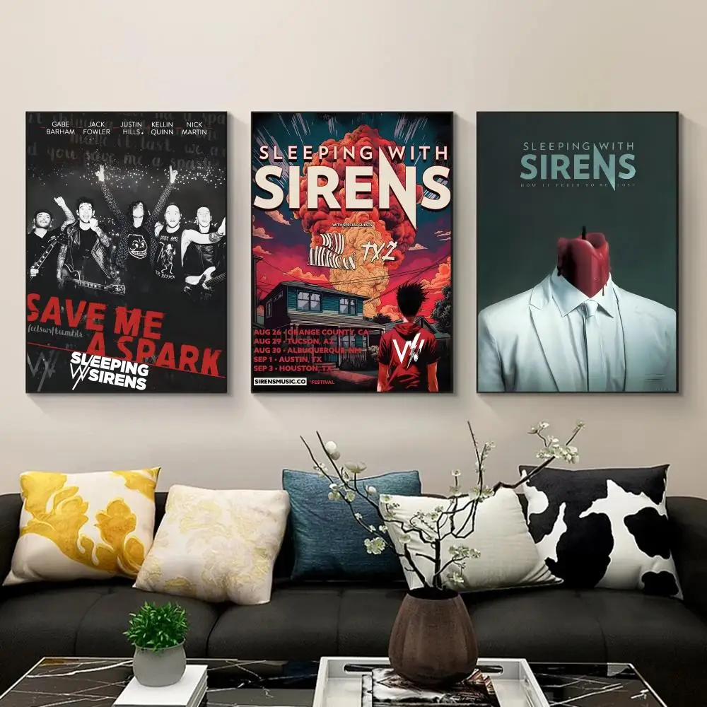 Band S-Sleeping With Sirens Poster Waterproof PP Self-Adhesive,Removable Wall Decor For Bedroom Entrance Bar Cafe Ideal Gift