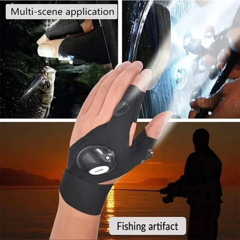 1/2/3/4Pcs Fishing Equipment Accessories Glove With Led Fingerless Cycling Gloves Lights Gloves For Light Fingers Mittens