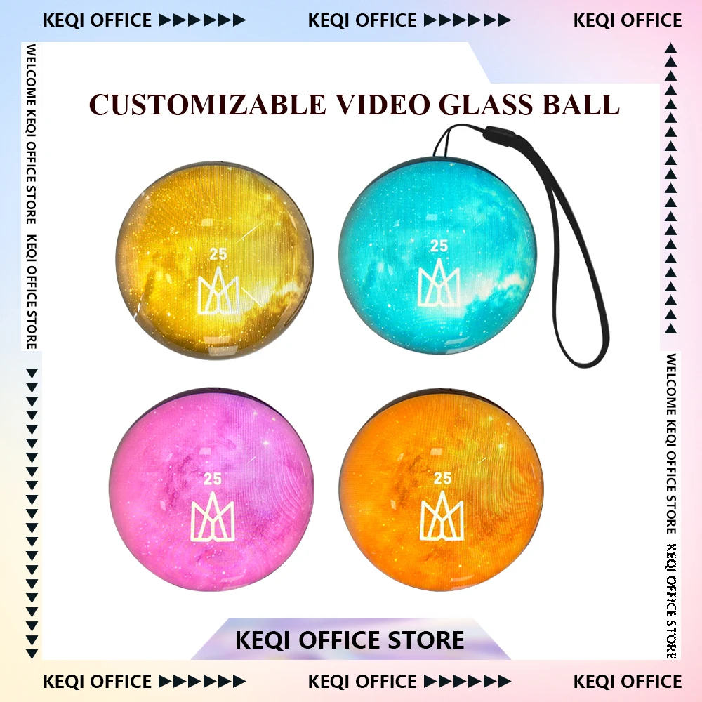 Bola de cristal de vídeo personalizable, lámpara de bola de cristal de arte artesanal, pantalla de píxeles esféricos, pantalla de vídeo desmontable, regalos de cumpleaños personalizados