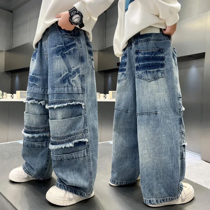 

2025 Новая осенняя корейская версия свободных джинсов, повседневные универсальные брюки модного дизайна для мужчин