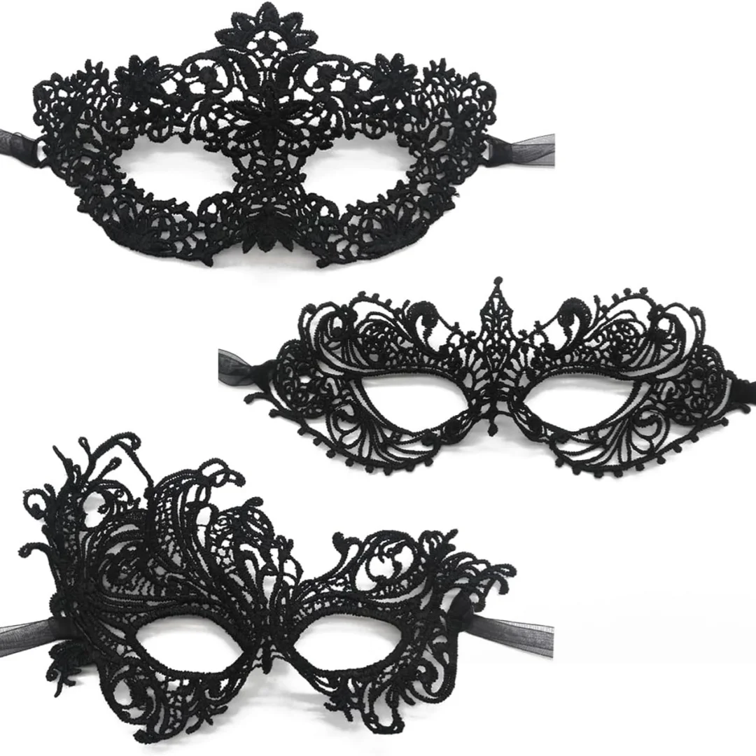 

Masquerade Masks for Women & Men - Mardi Gras & Venetian Dress Masks in Black & Gold Lace