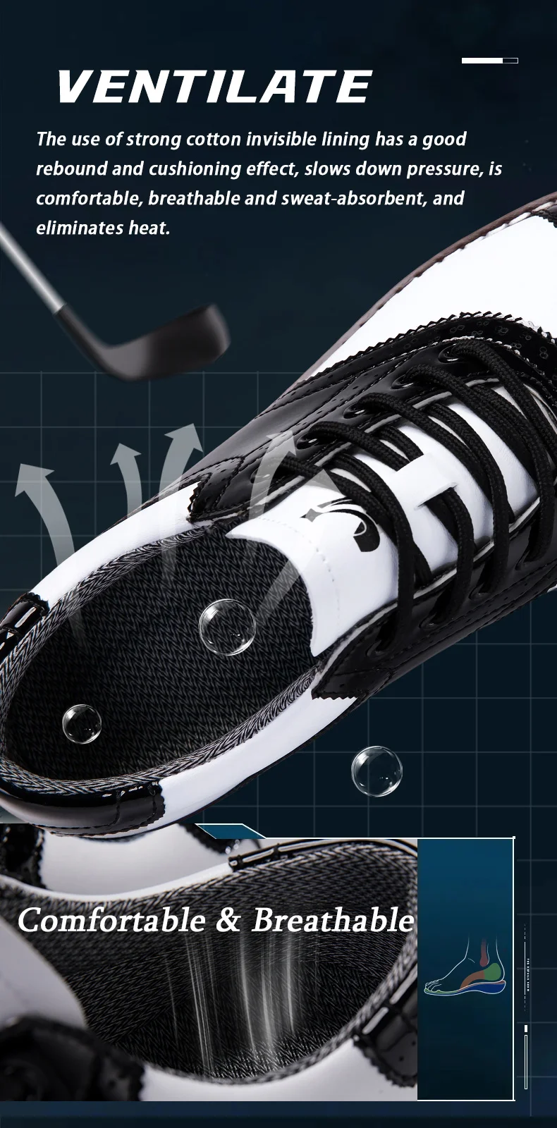 2026 Neue Professionelle Herren-Golfschuhe mit Spikes Wasserdicht Atmungsaktiv Rutschfest Bequeme Outdoor-Sport-Golf-Sneaker – Detail 9