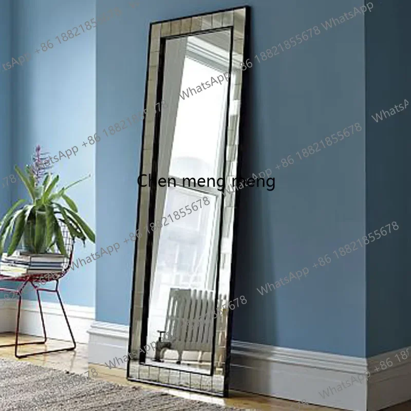 A139New Chinese-style dressing, full-body mirror floor-to-ceiling mirror wall-mounted rectangle, three-dimensional decorative mi