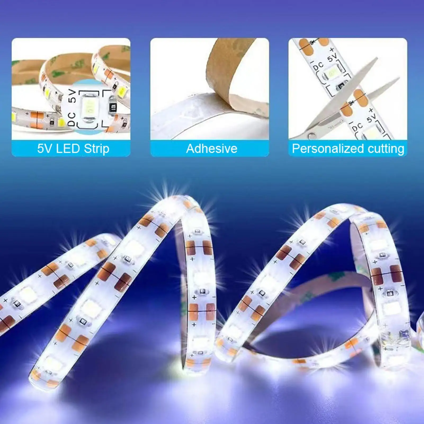 Motion Sensor LED Light Strip 3FT 5V Auto Sensing Lamp Motion Activated LED Closet Strip Light for Staircase Closet Cabinet