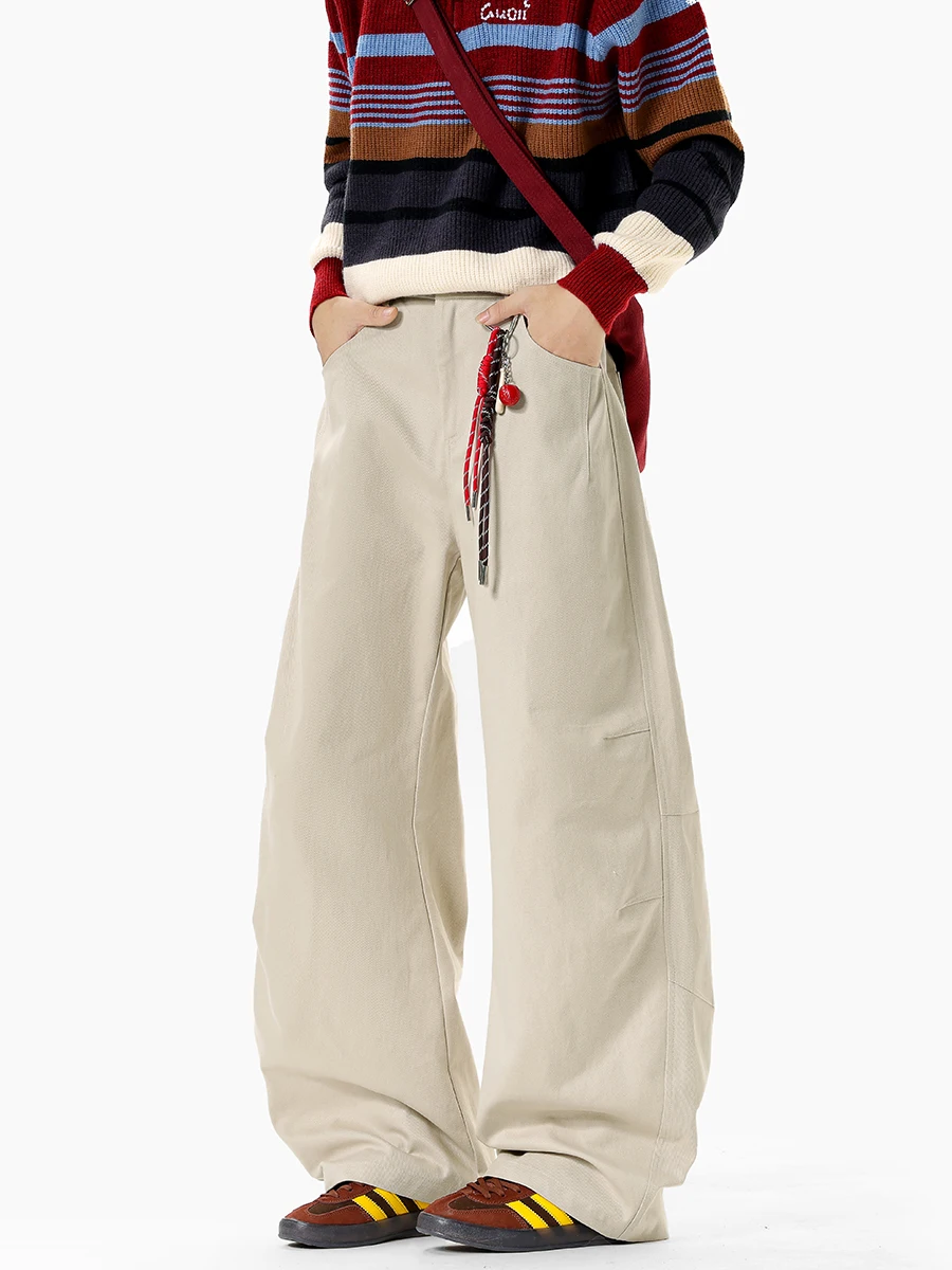 

Boyue Pure Cotton Casual Pants High Street Sle Wide Leg Pants for Men And Women Casual Knife ape Slimming Versatile Trousers