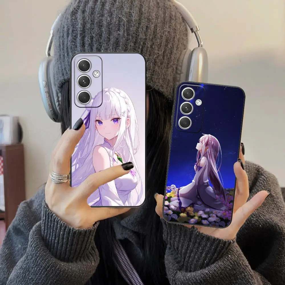 ReZero Emilia Waifu Mobile Phone Case for Samsung Galaxy S25 S24 S23 S22 S21 S20 Note20 Plus FE Ultra Colour Cover Luxury Cover