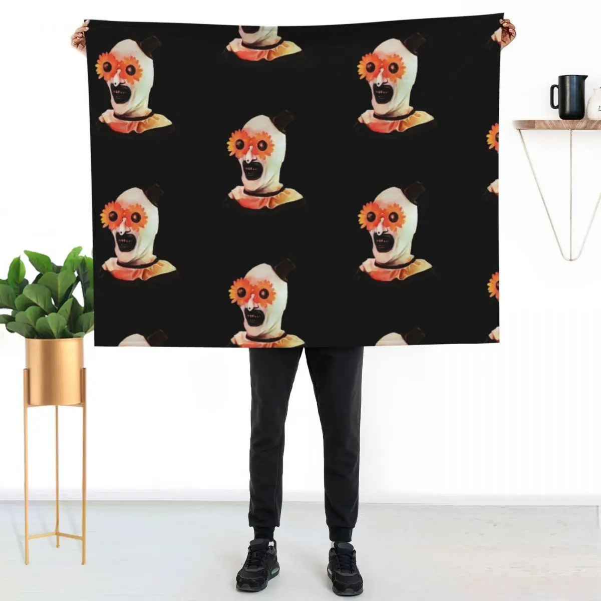 Art the Clown the creepy withe flower glasses Throw Blanket Sofa Quilt Plaid on the sofa Moving Loose Blankets