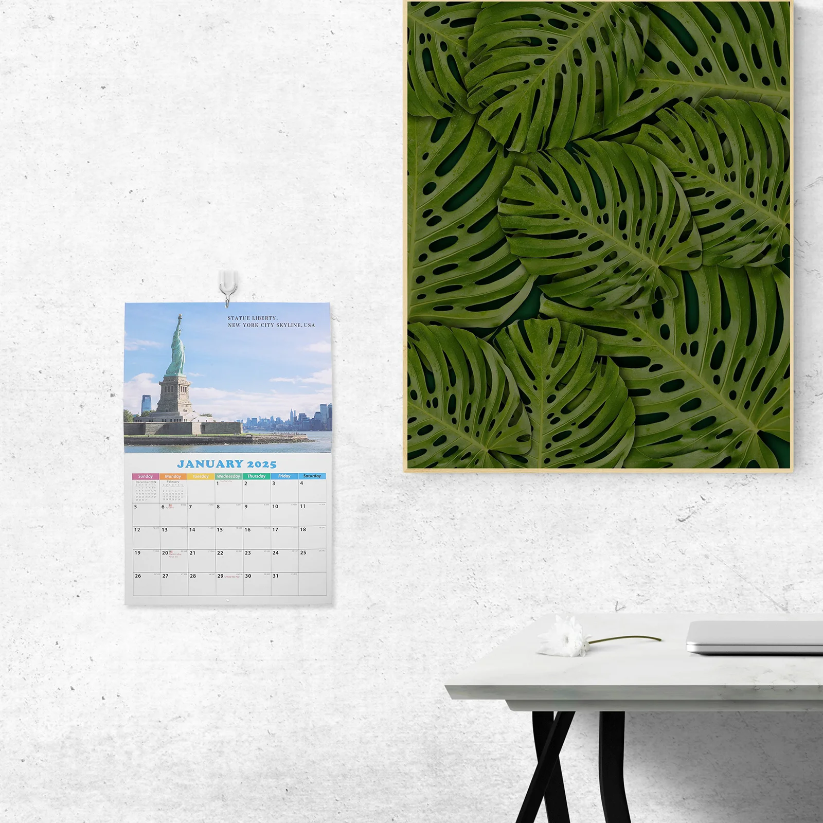 12 mesi 2025 Calendario da parete paesaggio mondiale Promemoria natalizi in carta resistente all'inchiostro per prodotti per la stampa di decorazioni scolastiche per l'home office