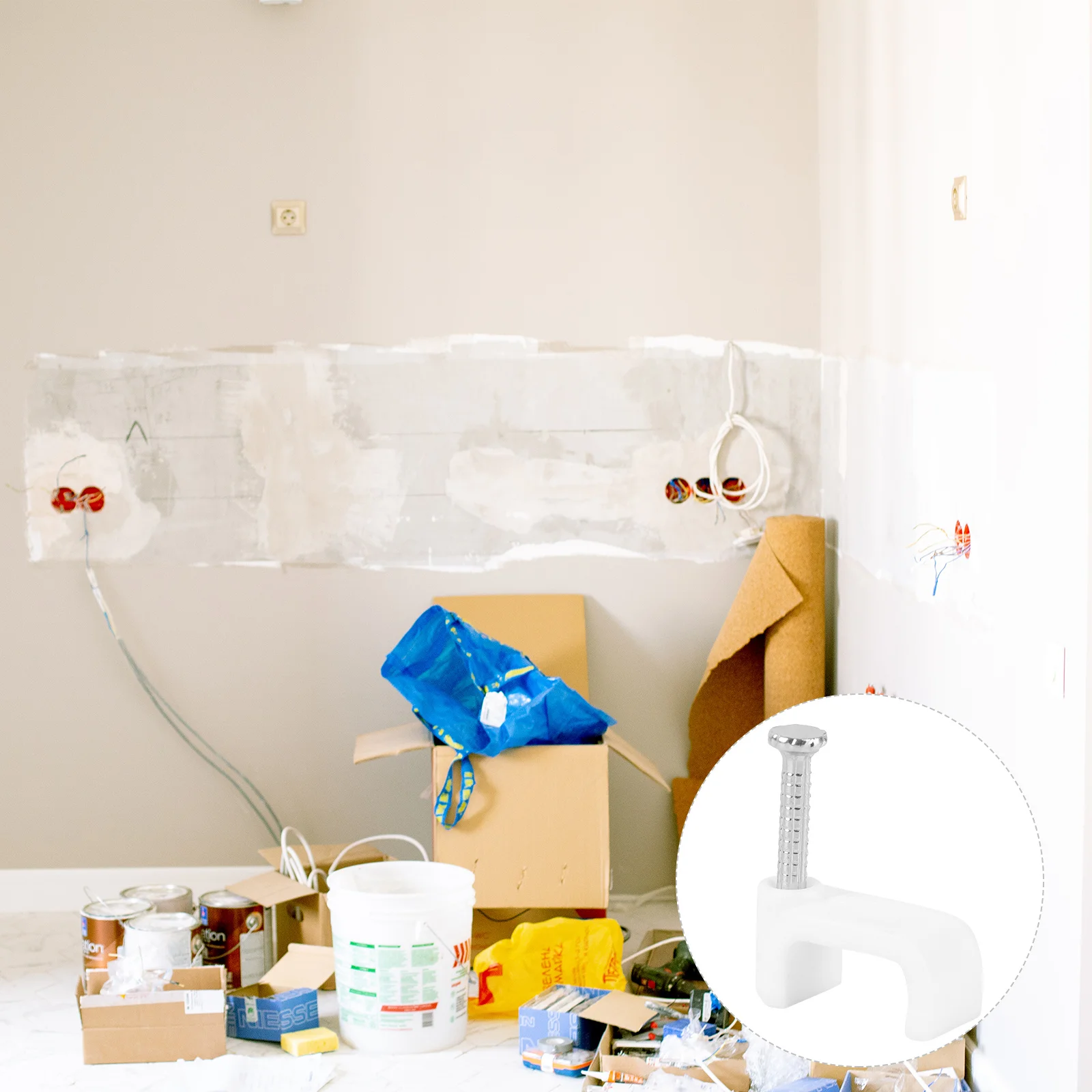 

500Pcs Clips Steel Nail Pe Plastic Insulation Impact Resistant Cable Management Organizer Home Office USB Vga