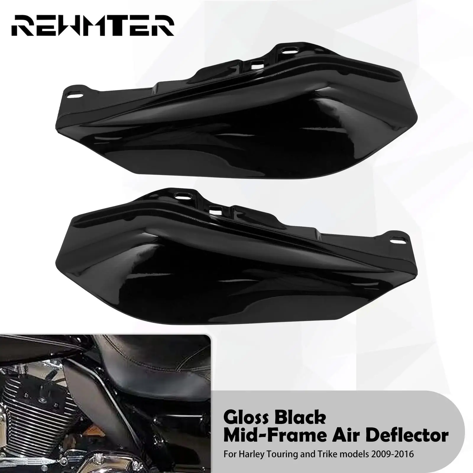 

Motorcycle Mid-Frame Air Deflector Under Seat Engine Black For Harley Touring Street Road Electra Glide FLHX FLTR CVO 2009-2016