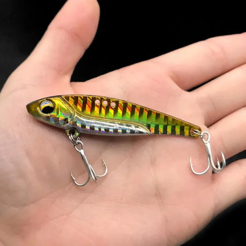 2022 New Arrival Metal Laser VIB Fishing Lure 7g13g16g Fishing Tackle Crankbait Vibration Spoon Spinner Sinking Bait Tackle