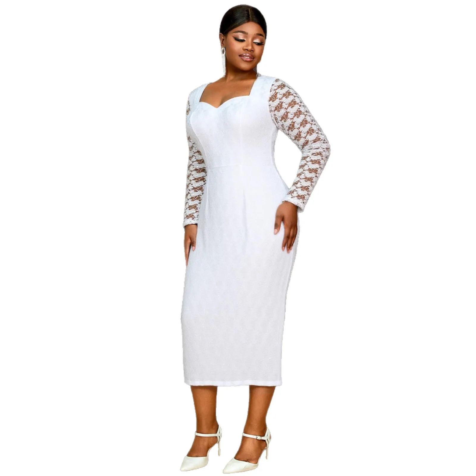 

Африканские платья Дашики для женщин, элегантные африканские кружевные белые вечерние платья с длинными рукавами, длинные платья макси, африканская одежда