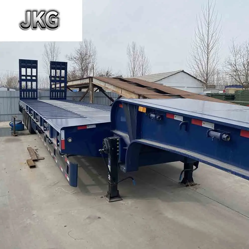 

JKG 3 Axle 60 Tons 100 Ton Hydraulic Extendable Lowboy Loader Lowbed Low Bed Truck Semi Trailer For Sale