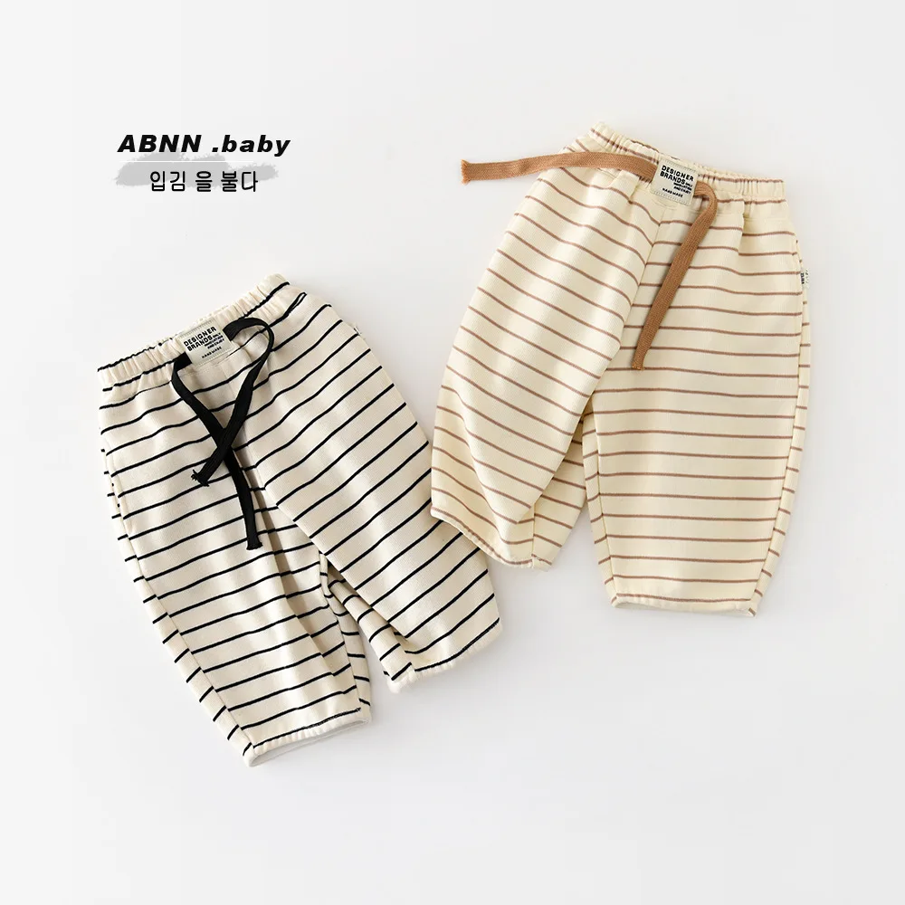 Casual Pants Cotton Kids Boys Striped Sweatpants Children Clothes 2026 Spring New Baby Loose Trousers Toddler Girls