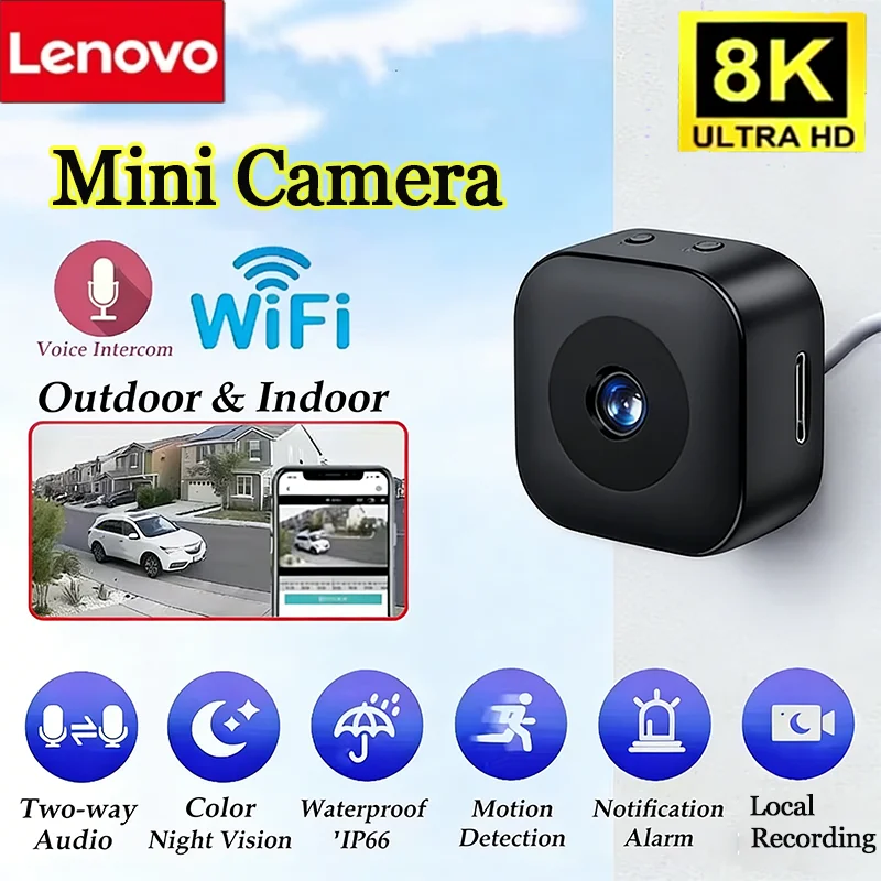 

Lenovo 8K Mini HD Camera Wireless WiFi Security Protection Remote Monitor Video Surveillance Smart Home Security System