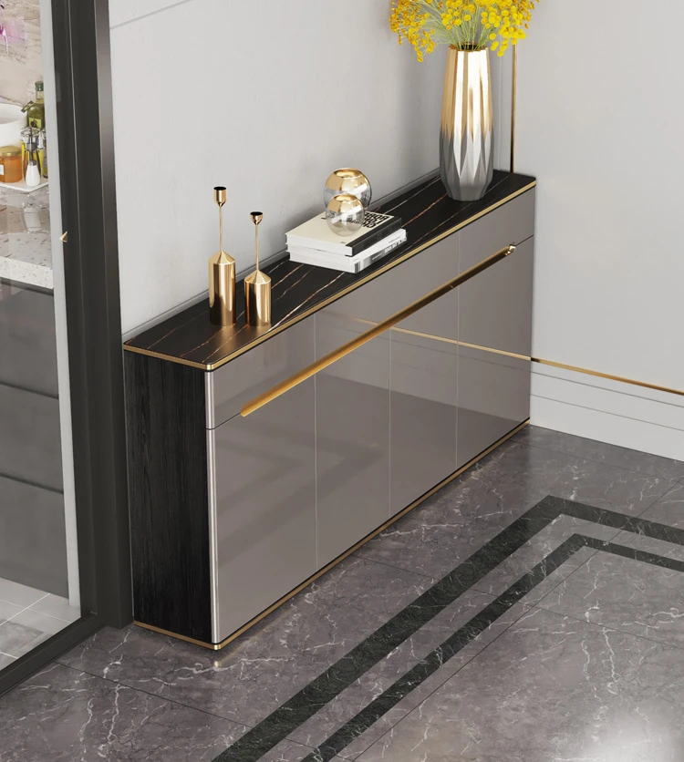 

Ultra thin dining cabinet, light luxury rock board, modern simplicity, ultra thin household kitchen, narrow dining cabinet