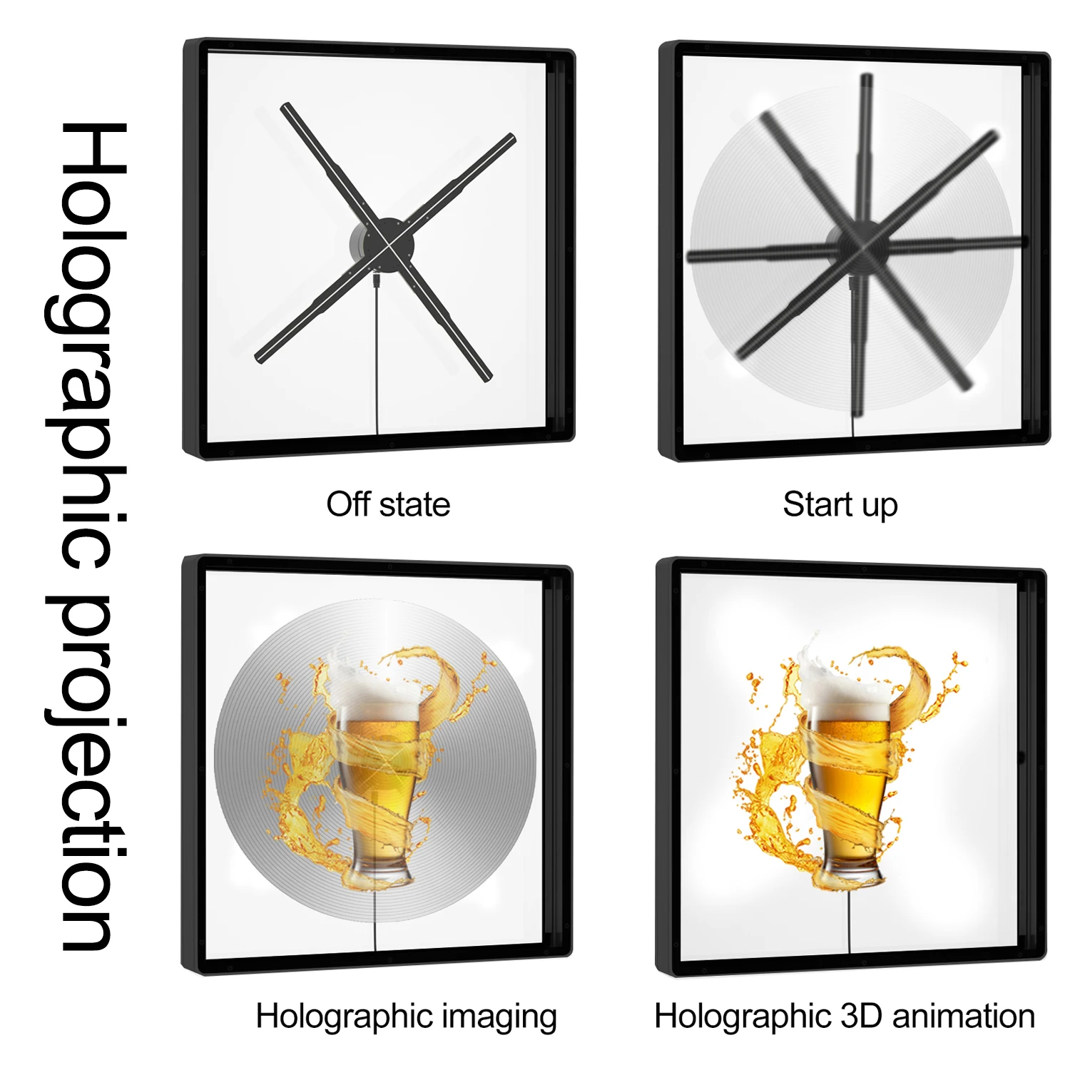 3D Holographic Fan WIFI Remote Control Safety Cover High Resolution LED Sign Advertising Light Display Holographic Projector