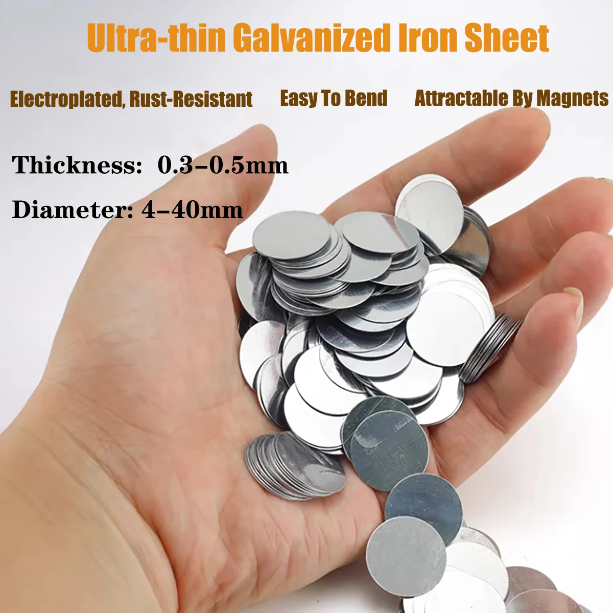 200-100pcs Ultra-Thin Galvanized Iron Sheets  Proof for DIY Craft & Industrial Use 0.3-0.5mm Thickness