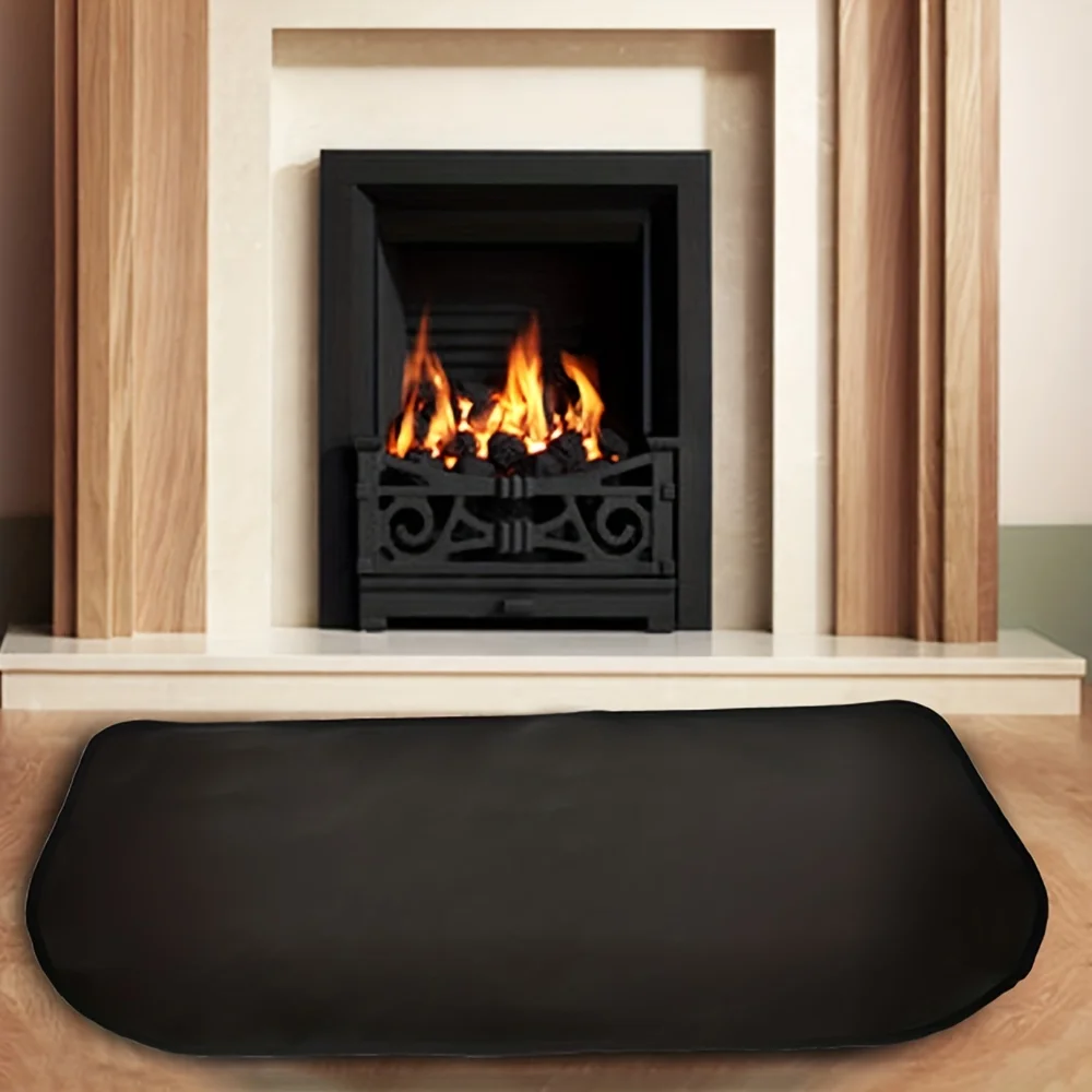 

Fireplace Flame Retardant Fire Mat Rounded Corner Wooden Fireplace Blanket High Temperature Resistant Double Layer Fireproof Pad