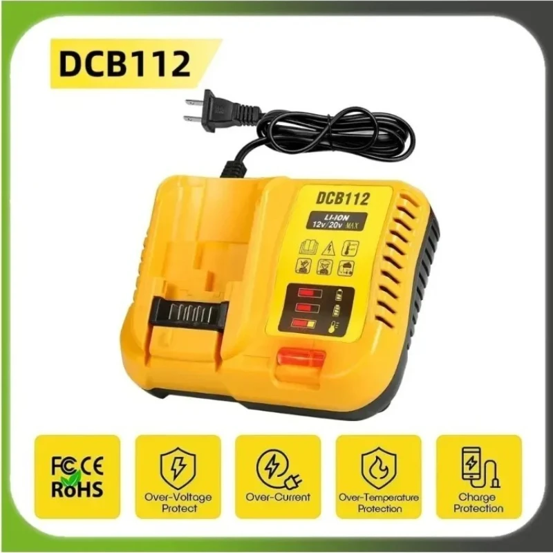 

2A Lithium Battery Charger for Dewalt DCB112 10.8V 12V 14.4V 18V 20V Max DCB206 DCB205 DCB204 DCB203 DCB120,DCB107 DCB115 DCB105
