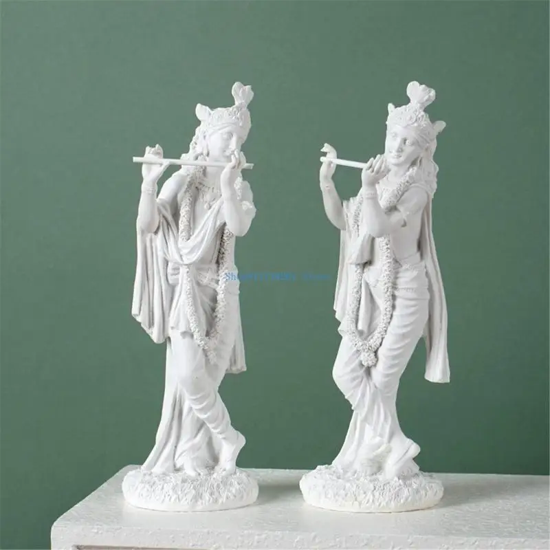 

H05E God of Love Krishna Statue Resins Meditating Figurine for Spiritual Home Decors