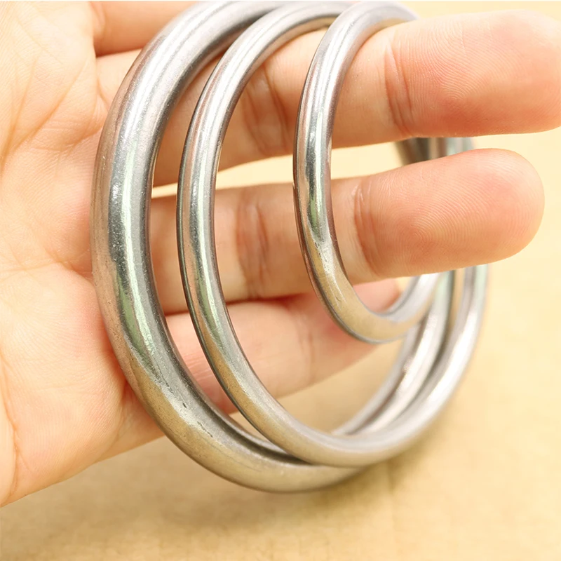 Nahtloser runder Ring aus Edelstahl 304, korrosionsbeständig, rostfrei, glatt, solide O-Ringe zum Angeln, Yoga, Hängegürtel, Haustierhalsband, Oring – Detail 1