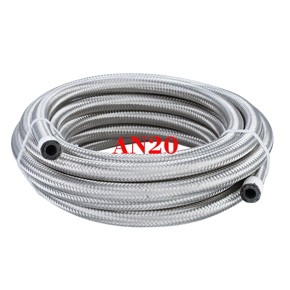 10FT 20FT AN20 S.S Braided Oil Fuel Hose Pipe Line Stainless Steel Rubber CPE Universal Oil Cooling Pipe Cooler Hose Line