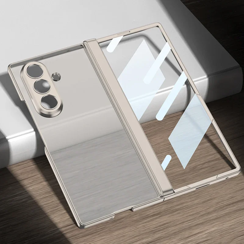 

Магнитный противоударный чехол для Samsung Z Fold 7 6, полупрозрачная защитная петля с полной крышкой, складной чехол для телефона с защитой от отпечатков пальцев