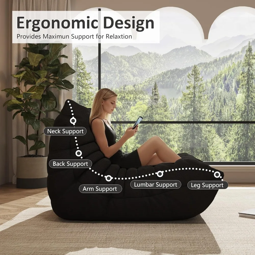 

Adult Beanbag Chair, Memory Foam Reading Beanbag Sofa Chair, Fireplace-side Floor Play Chair, Customizable