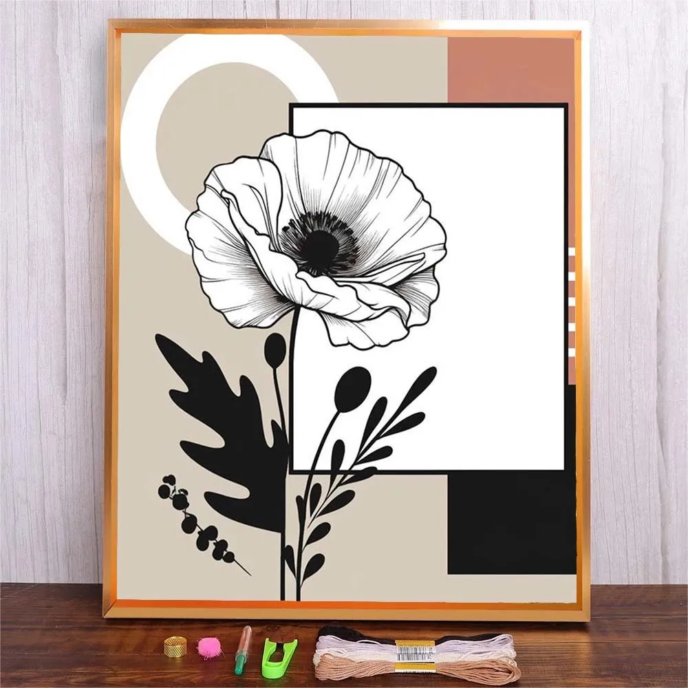 

Diy Cross Stitch Embroidery Kit Abstract Flowers 11CT Printed Canvas Needle Arts For Bedroom Home Wall Decorative Painting