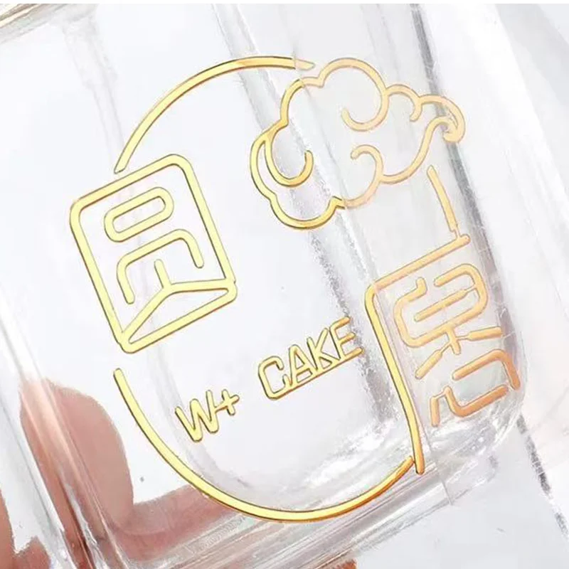 50 PCS Custom Gold DTF Transfer Sticker Company Logo Wedding Bottles Packing Bag Box Personalized Transfer Stickers