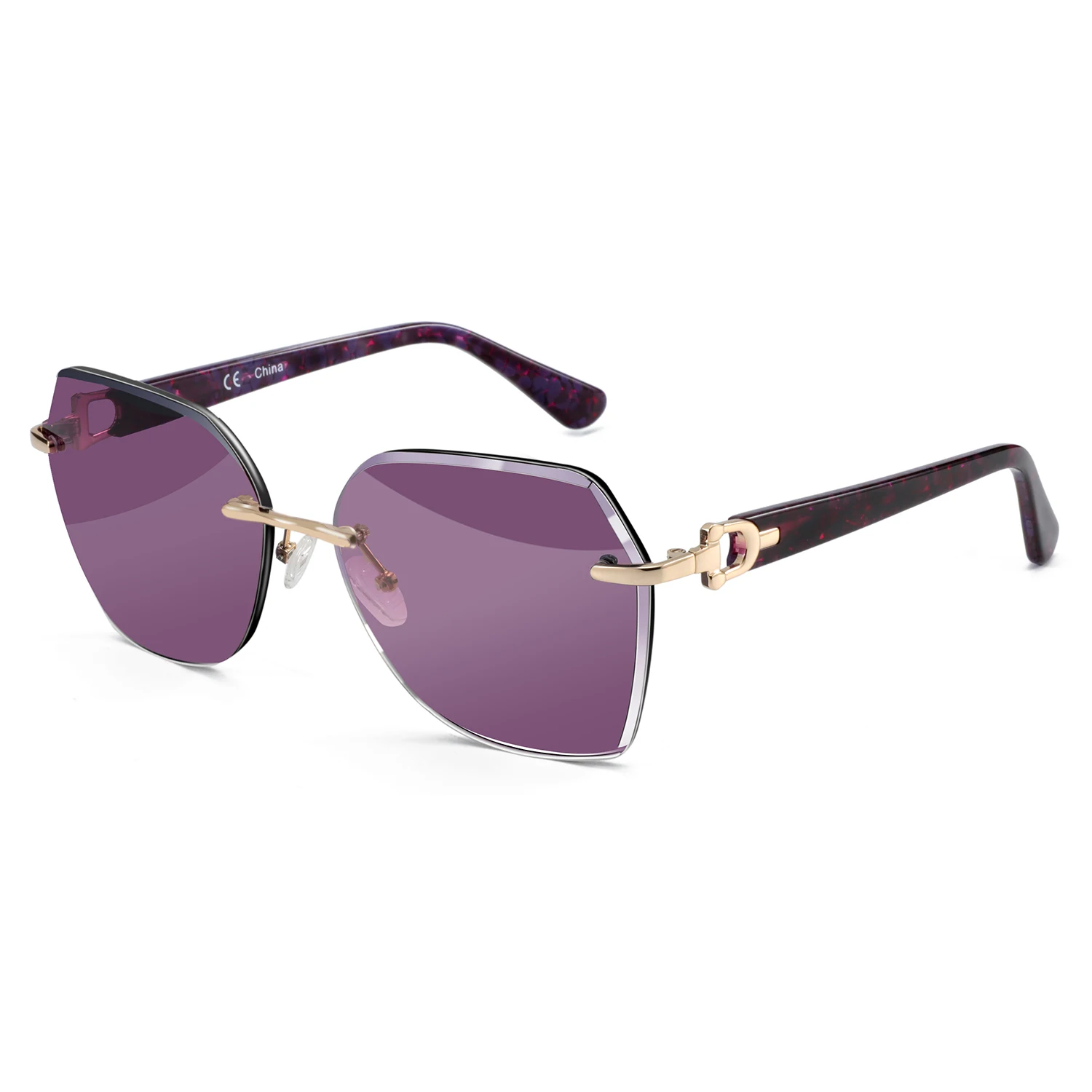 ZENOTTIC Modische Damen-Sonnenbrille ohne Rand, trendige geometrische Diamantschliff-Verlaufsgläser, UV-Schutz – Detail 20