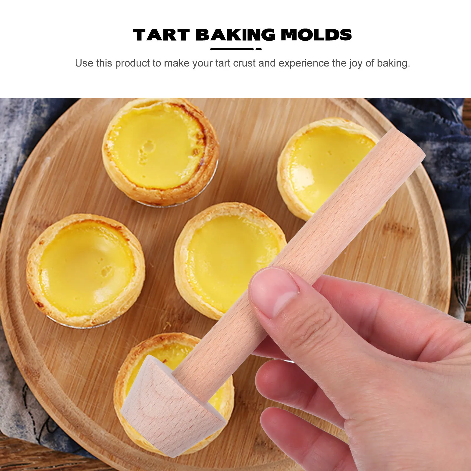 

3Pcs Wooden Egg Tart Molds Non-Stick Mini Pie Baking Mold Set for Tartlets Muffins Cookies Chocolate Pudding Jelly Desserts