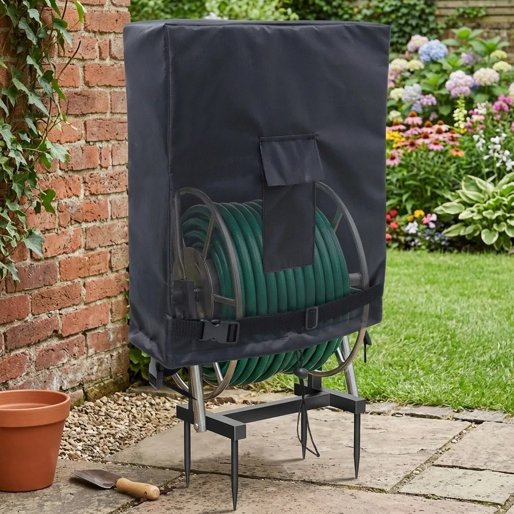 Outdoor Hose Hanger Cover Featuring Front Storage Pocket and Bottom Buckle Design for Standard Rack Compatibility